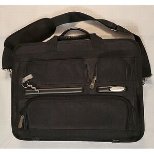 Samsonite Briefcase 1910 Laptop Black Nylon Luggage Business Bag Strap